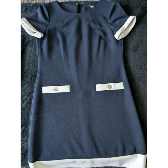 Tommy Hilfiger Preppy Old Money Contrast Trim Nautical Dress Navy White Sz 8 - Picture 8 of 16
